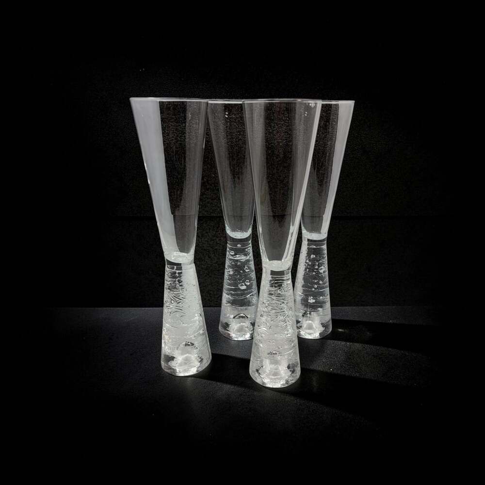 Set Of 4 Littala Arkipelago Champagne Flutes Glasses 9" Timo Sarpaneva-elegant